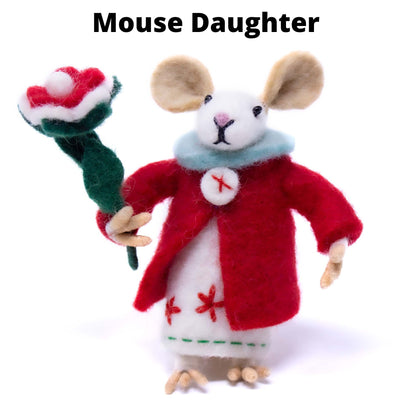 Handmade Felt Mouse Family Collectibles, Set of 5