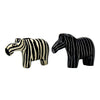 Yin-Yang Zebra Soapstone Sculptures, Set of 2