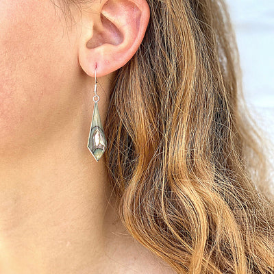 Abalone Diamond Shaped Dangle Earrings