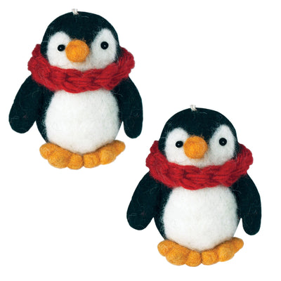 Handmade Penguin  Felt Ornaments, Set of 2