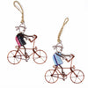 Recycled Wire Ornaments Bandana Bicycle Rider, Set of 2