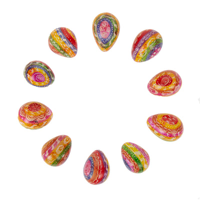 Colorful Carved Soapstone Eggs, Set of 10