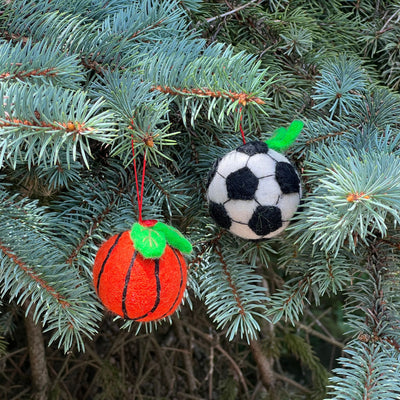 Sporty Kid Handmade Felt Ornament Collection: Soccer, Football, Baseball, Basketball