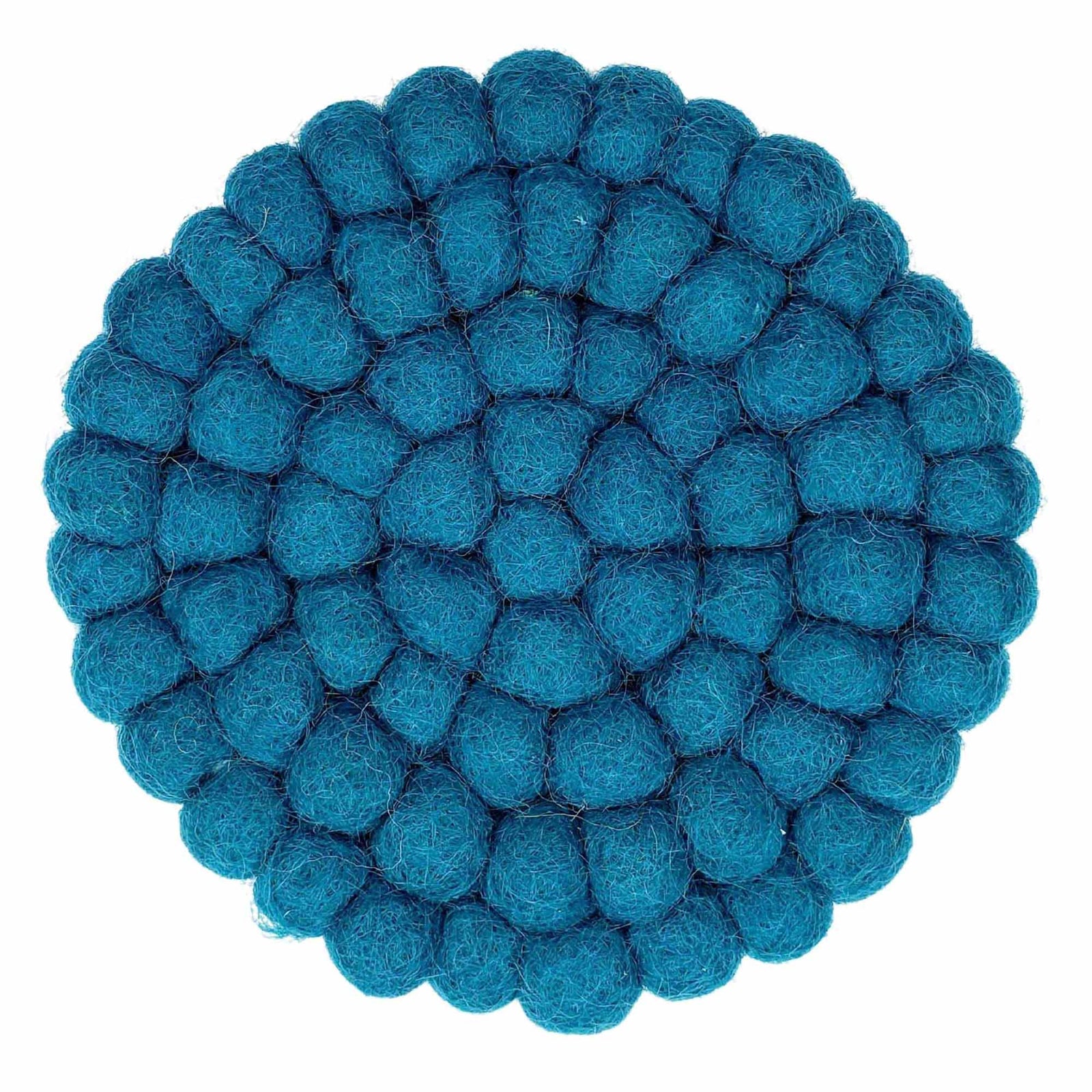 Felt Ball Trivet: Round, Teal