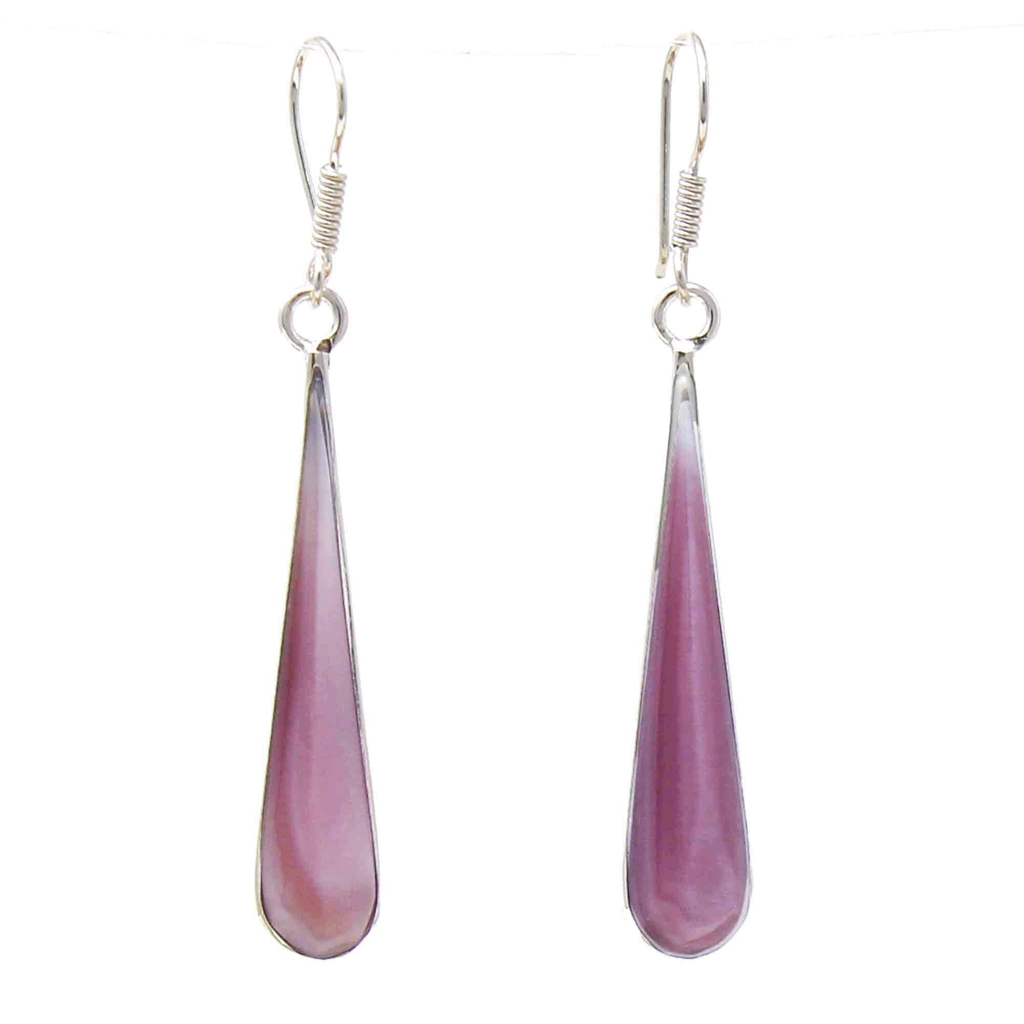 Mulberry Clam Shell Long Teardrop Earrings