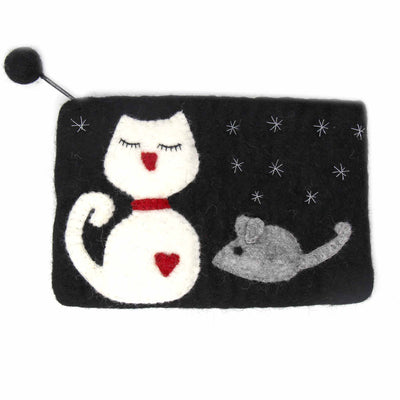 Handcrafted Cat White Cat Pouch