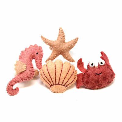 Hand-felted Seashore Napkin Rings, Set of 4 Designs