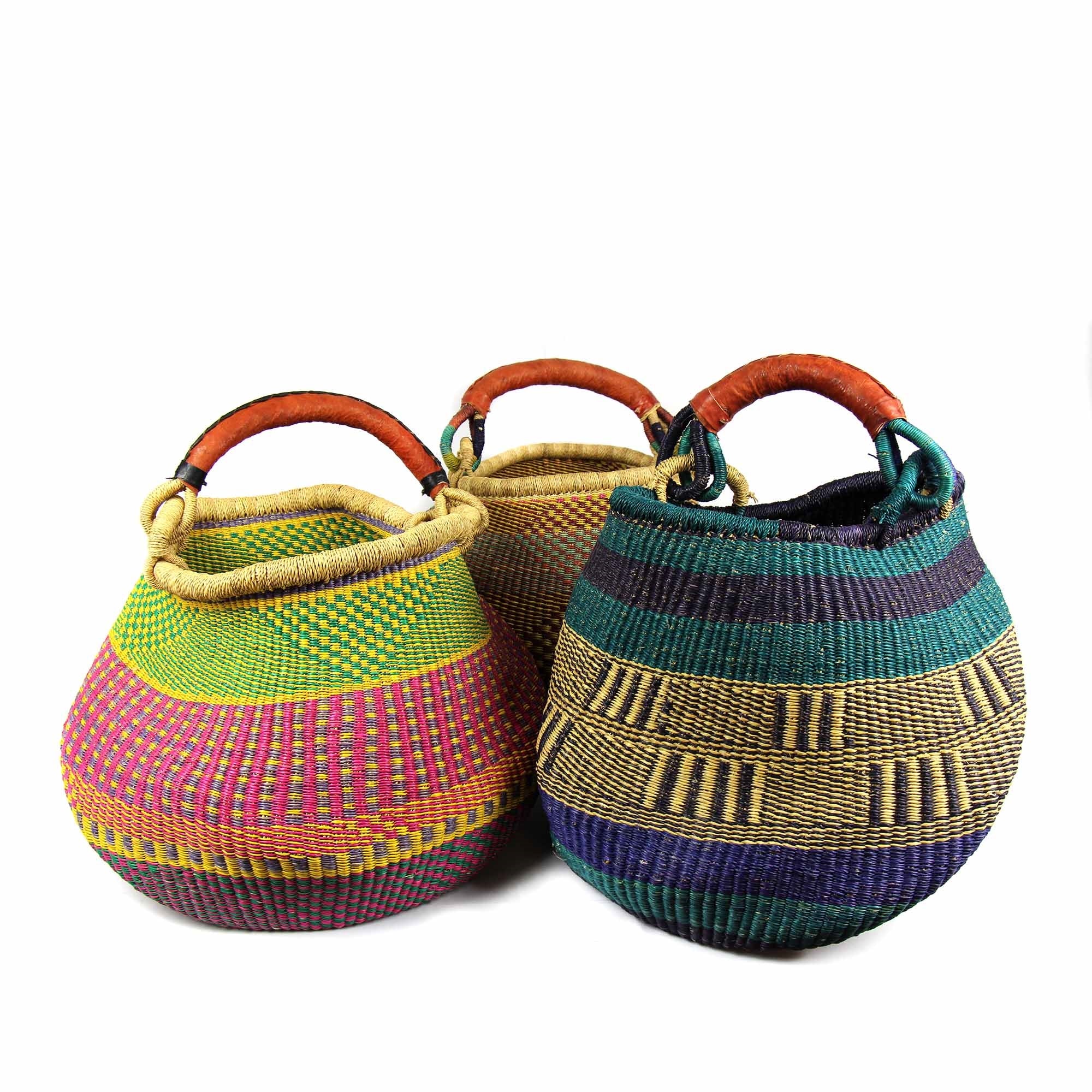 Bolga Pot Market Basket - Mixed Colors