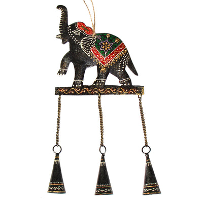 Embossed Elephant Chime, Hand-painted Recycled Iron