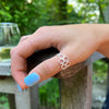 Handmade Honeycomb Silver Brass Ring