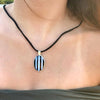 Alpaca Silver Abalone and Black Stripe Pendant Necklace