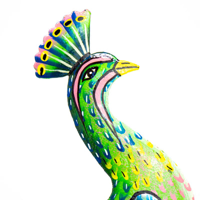 Peacock and Hibiscus Painted Haitian Steel Drum Wall Art
