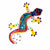 8" Painted Gecko Recycled Haitian Metal Wall Art Multi Colored, Multicolored with Yellow Feet