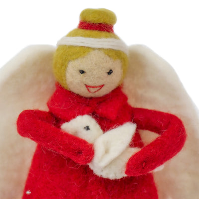Handcrafted Felt Angel Tree Topper/Tabletop Decor, Red