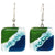 Square Glass Dangle Earrings, Blue Green Waves