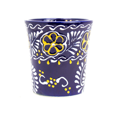 Mexican Pottery Flared Coffee Mugs, Blue