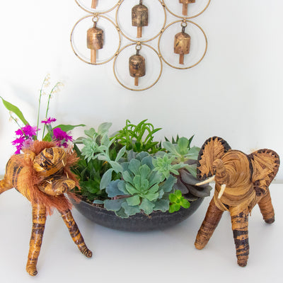 Banana Fiber Elephant and Lion Safari Animal Sculptures