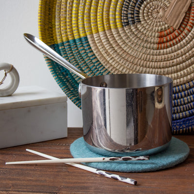 Handmade Felt Trivet: Clearwater Blue