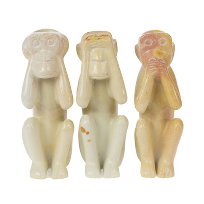 Soapstone Monkey See, Do, Hear Candle Holder Statues