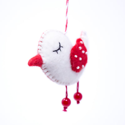 Home is Where the Heart is Bird and House Handmade Felt Ornaments, Set of 2