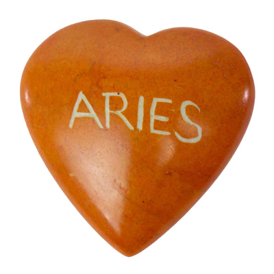 Handcarved Zodiac Kisii Soapstone Hearts, Set of 5: ARIES