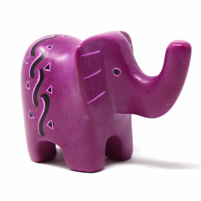 Soapstone Elephant - Medium - Fuchsia