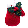 Holly Mittens and Kitten in Stocking Handmade Felt Ornaments, Set of 2