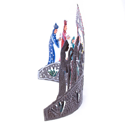 Curved Tabletop Painted Nativity on Grassy Knoll
