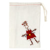 Dancing Girl Santa Pin with Linen Gift Bag - The Takataka Collection