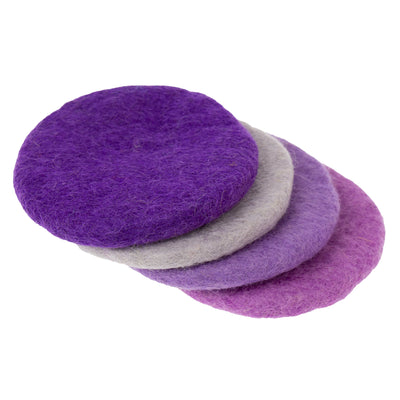 Handmade Felt Macaroon Coasters, Set of 4: Lilac Dusk