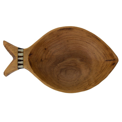 Fish Design Nested Olive Wood Serving Bowls, Set of 3