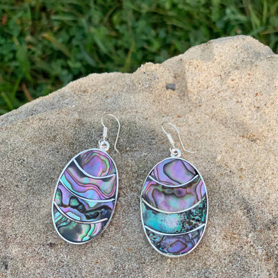 Lavendar Frost Abalone Oval Earrings