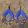 Maasai Bead Blue and Multicolor Teardrop Earrings