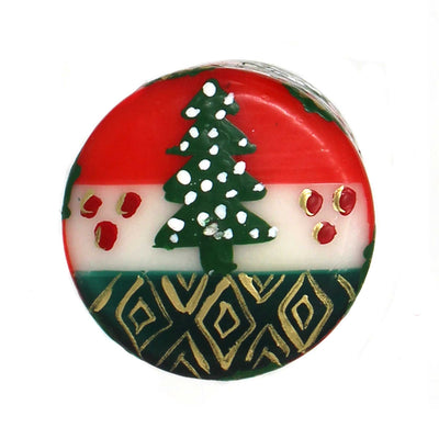 Unscented Christmas Candle, Hand-Painted Pillar in Gift Box, 4-inch (Ukhisimusi Design)