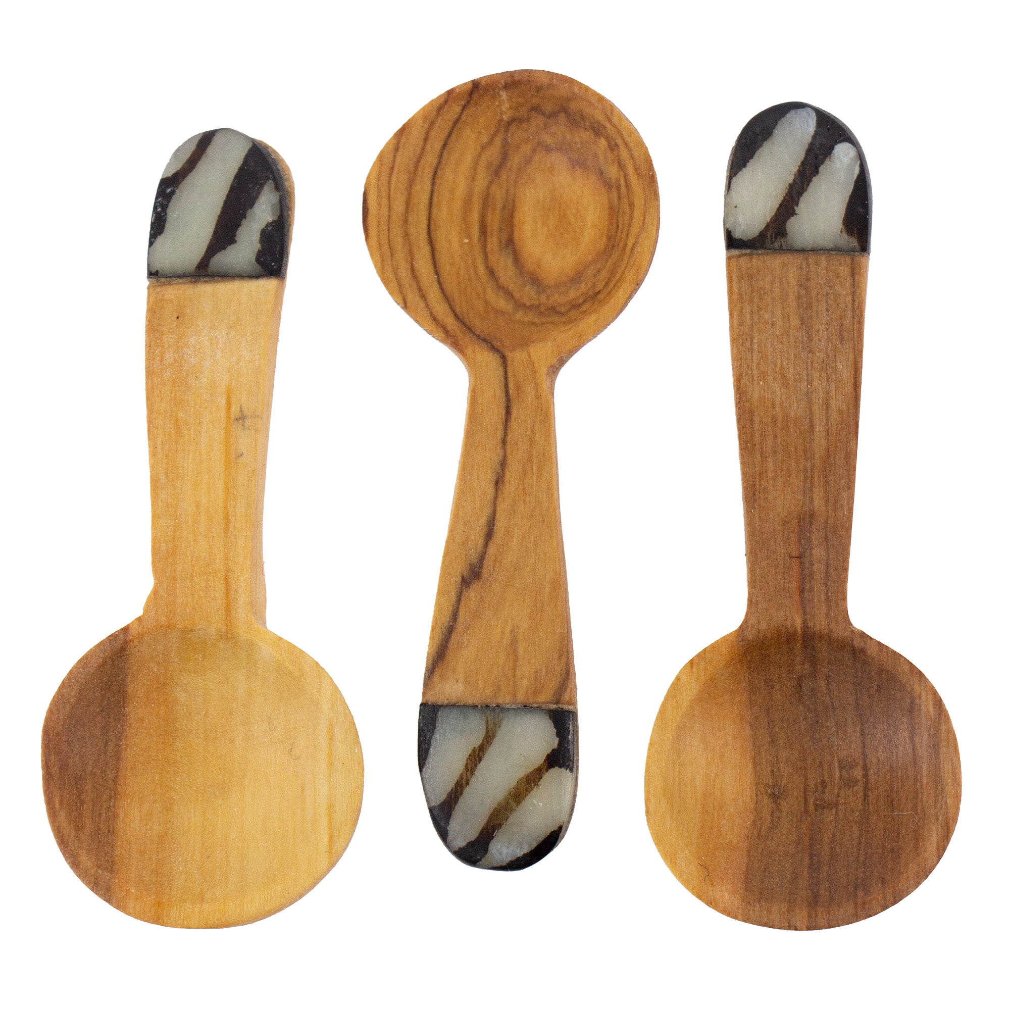 Petite Round Olive Wood Scoop, Set of 3