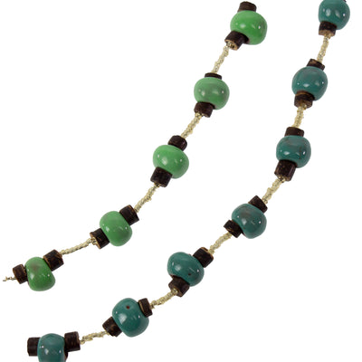 Handcrafted Clay Bead Long Necklace from Haitian Artisans, Green