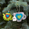 Handcrafted Felt Tea Pot & Tea Cup Ornament Set, Avocado Green