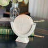 Compass Soapstone Sculpture, Light Gray Stone in Banana Fiber Box