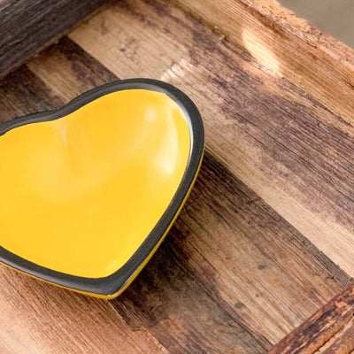 Soapstone Heart Bowl - Medium Yellow