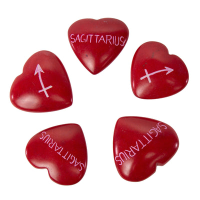 Handcarved Zodiac Kisii Soapstone Hearts, Set of 5: SAGITTARIUS