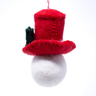 Classic Tophat Snow Friend and Cabin Handmade Felt Ornaments, Set of 2