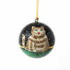 Handpainted Cat & Bird Ornaments, Set of 2