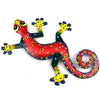 Eight Inch Red Confetti Metal Gecko