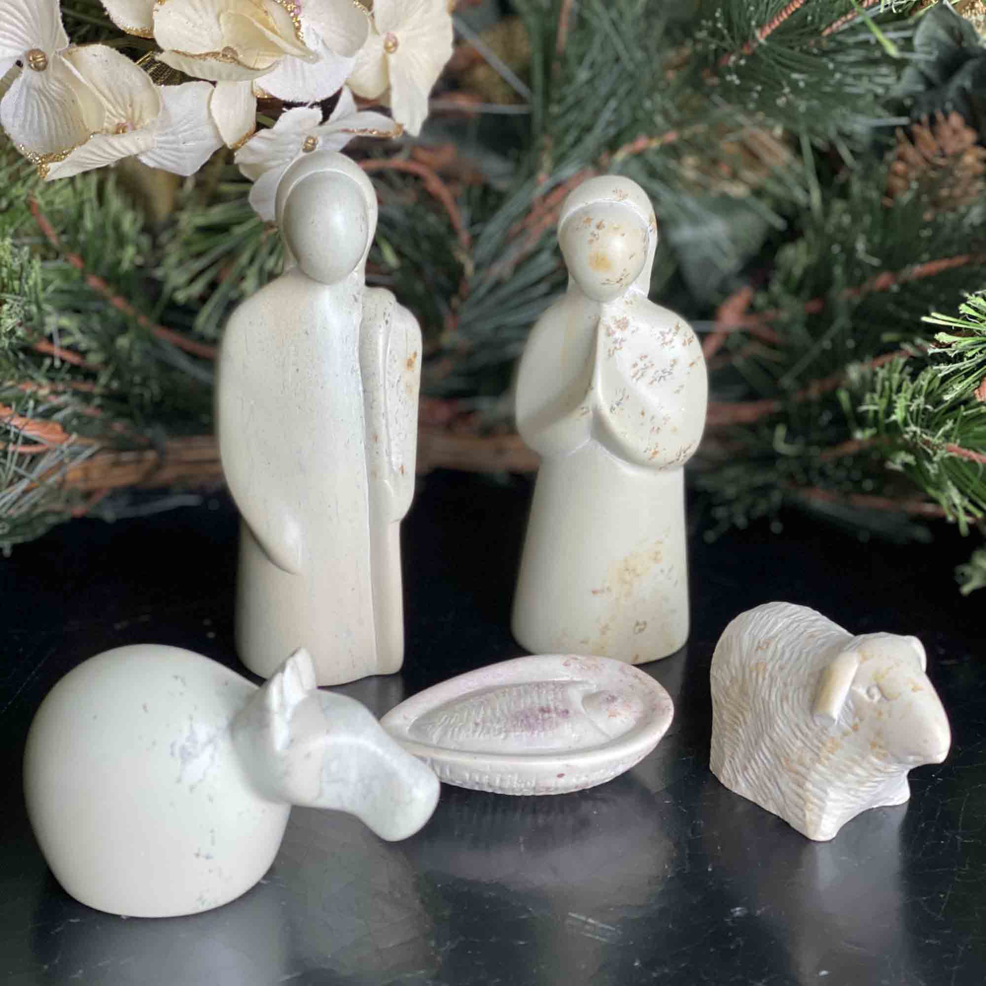 Holy Family Soapstone Nativity 5-piece Set with Box