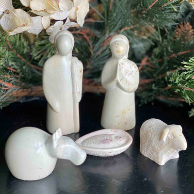 Holy Family Soapstone Nativity 5-piece Set with Box