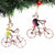 Recycled Wire Ornaments Bicycle Riders in Hat and Bandana, Set of 2