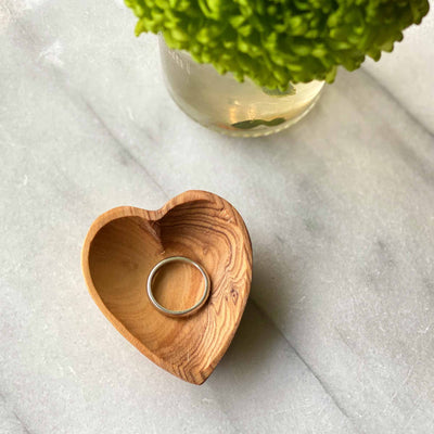 Petite Olive Wood Heart Trinket Bowl