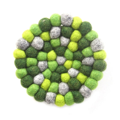 Felt Ball Trivets: Round Chakra, Greens