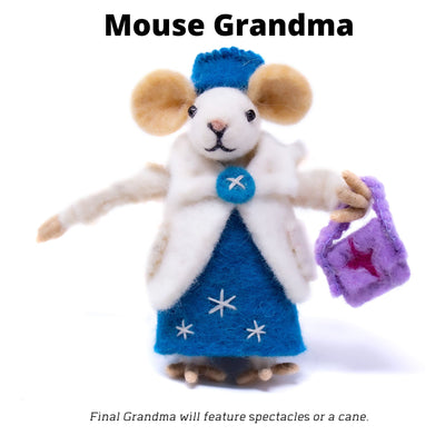 Handmade Felt Mouse Family Collectibles, Set of 5