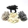 Set of 4 Napkin Rings, Assorted Neutral Color Zinnias